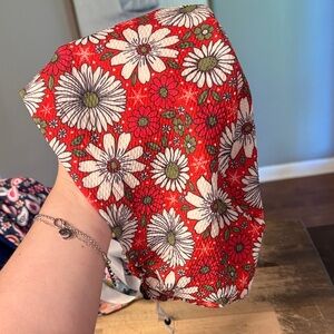 Floral Red and White Scrub cap